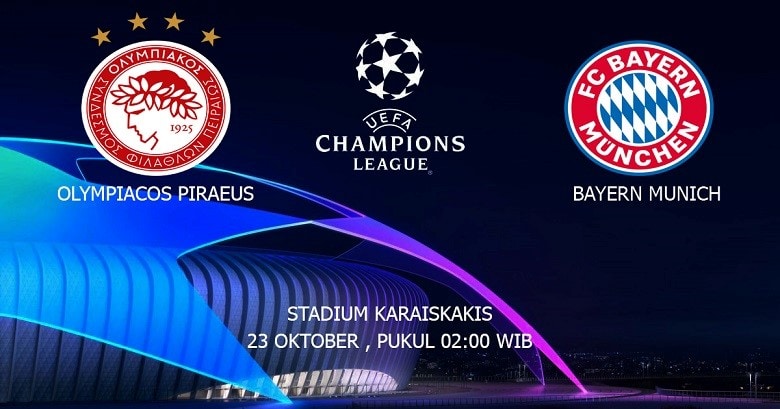 Prediksi pertandingan Olympiakos lawan Bayern Munchen pada tanggal 23 Oktober 2019